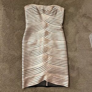 BCBGMaxAzria Strapless Silver Dress vintage
